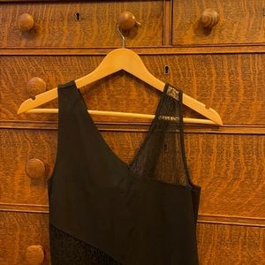 Black French Connection cocktail dress with lace panel detailing